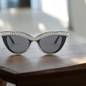 Elegant Black & Silver Cat-Eye Sunglasses/Platform Heels Bundle